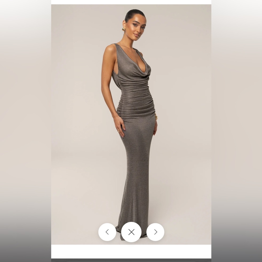 JLUXLABEL- SILVER CHARMED METALLIC DRAPE - Picture 4 of 7